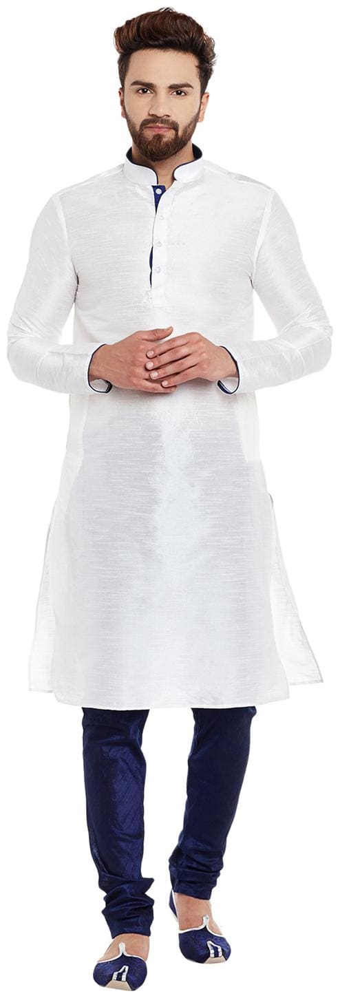 KurtaWhiteBluePyjamiPiping