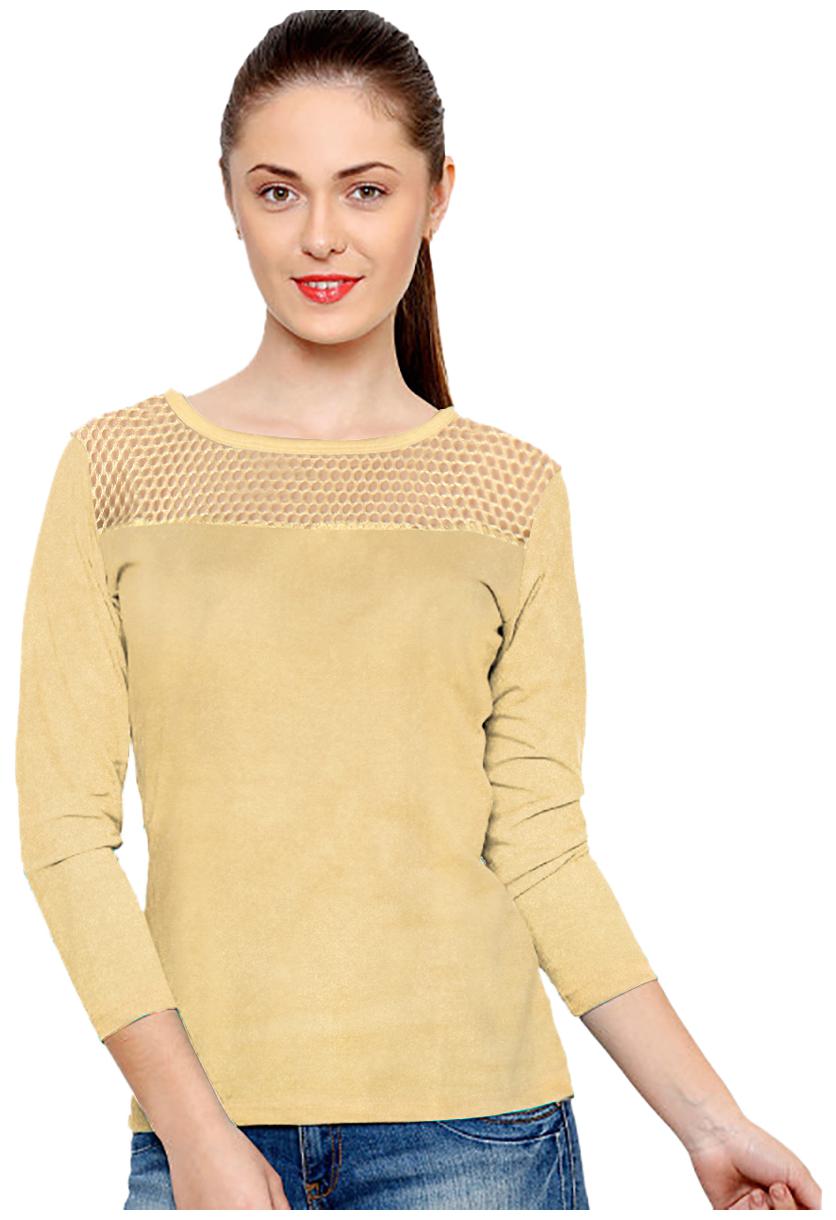 

KUSUM INTERNATIONAL Women Solid Regular top - Beige
