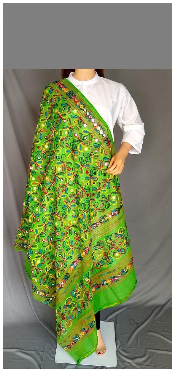 

Kutch Handmade Full Embroidered Dupatta Indian Traditional Wear Dupatta Mirror Work Embroidered Dupatta Women s Beautiful Cotton Dupatta