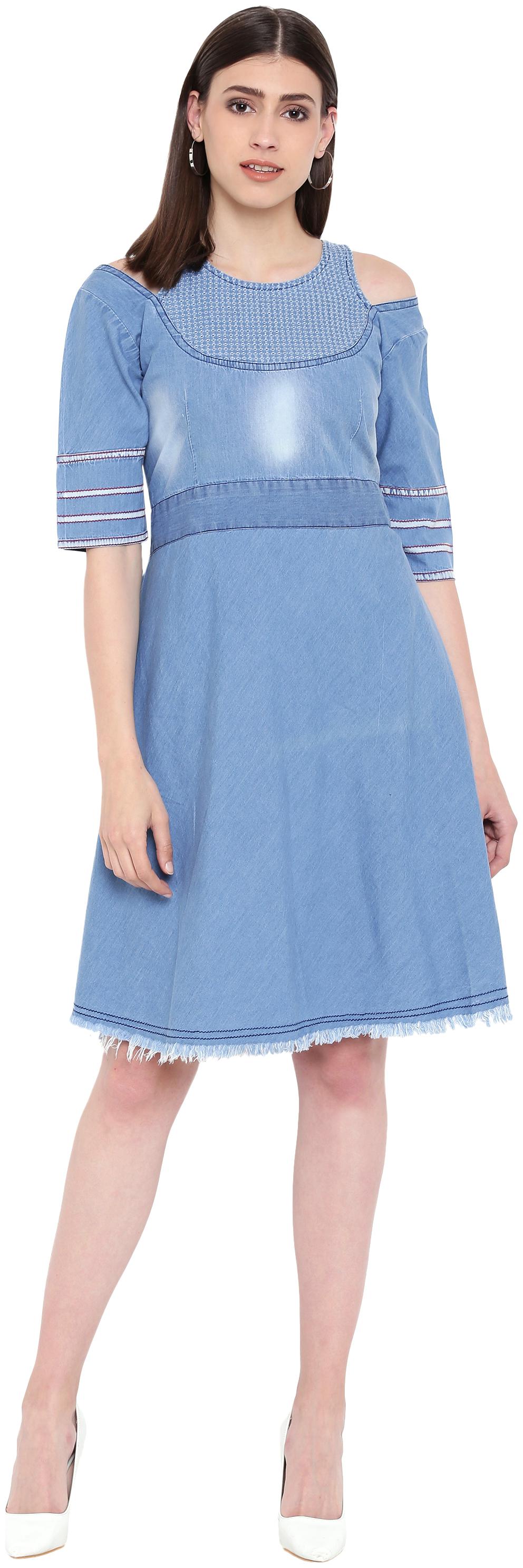

Kvsfab Blue Color Denim A line dress
