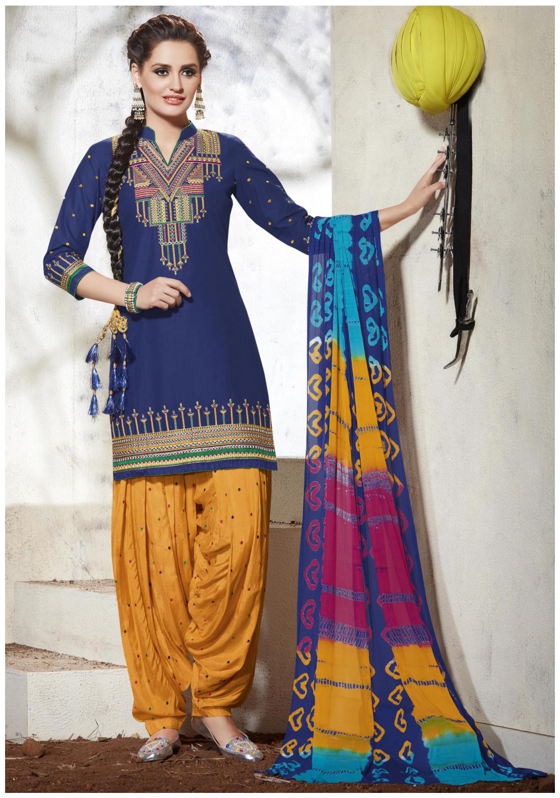 

Kvsfab Blue Unstitched Kurta fabric With dupatta Dress Material