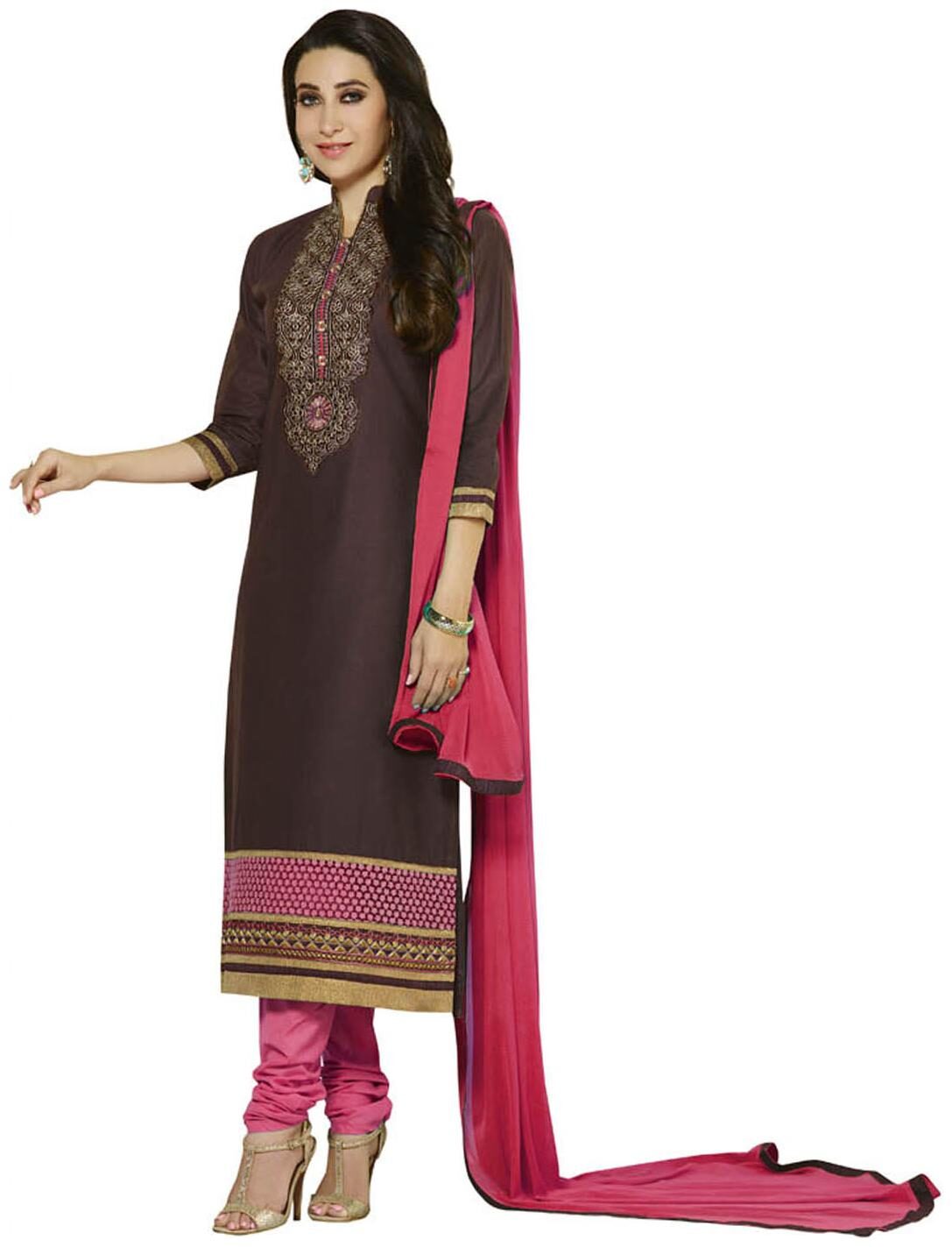 

KVSFAB Brown Cambric Cotton Dress Material