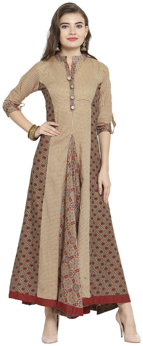 

Kvsfab Cotton Flared Multi Color Dress