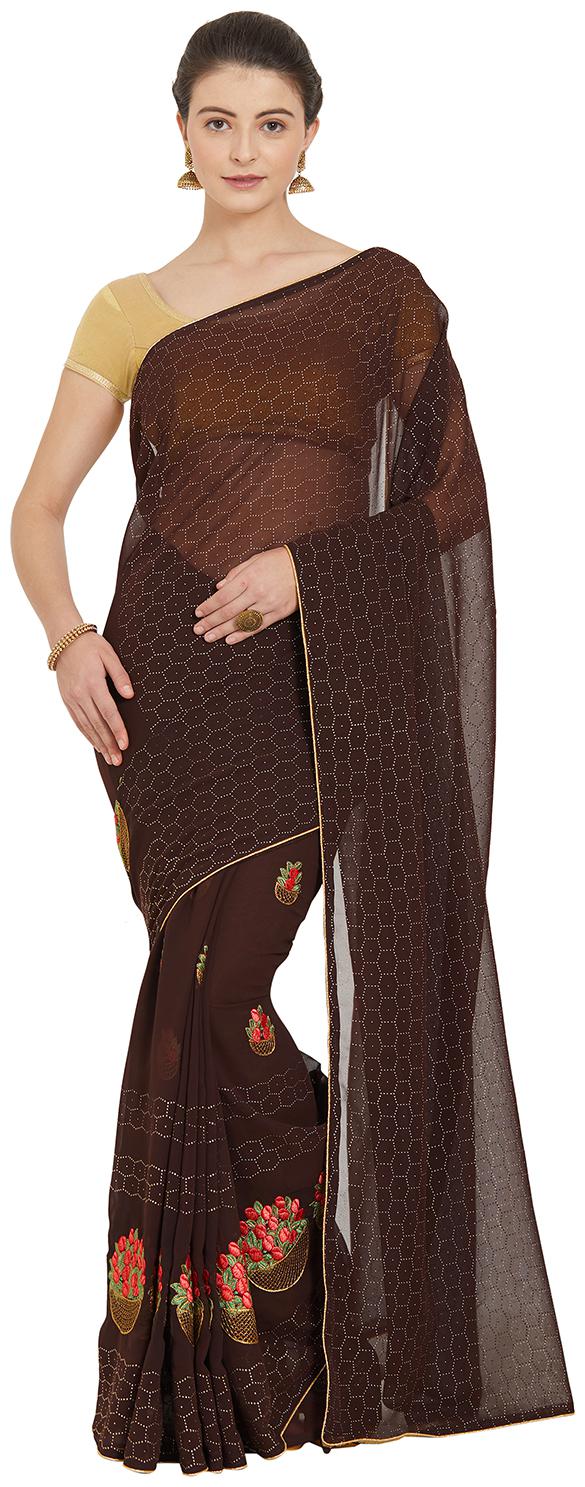 

kvsfab Georgette Foil Work with Embroidery Saree KVSSR420 RV