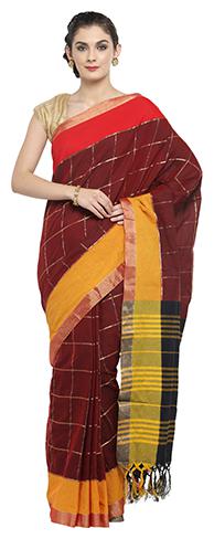

Kvsfab Maroon Multi Color Cotton Silk Saree