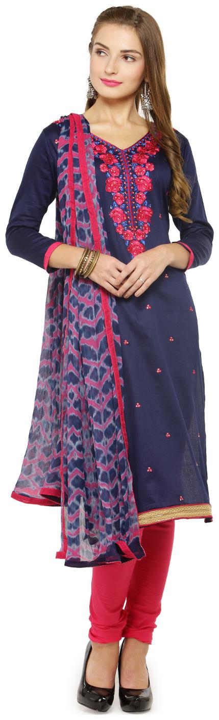 

Kvsfab Navy Satin Salwar Suit Sets