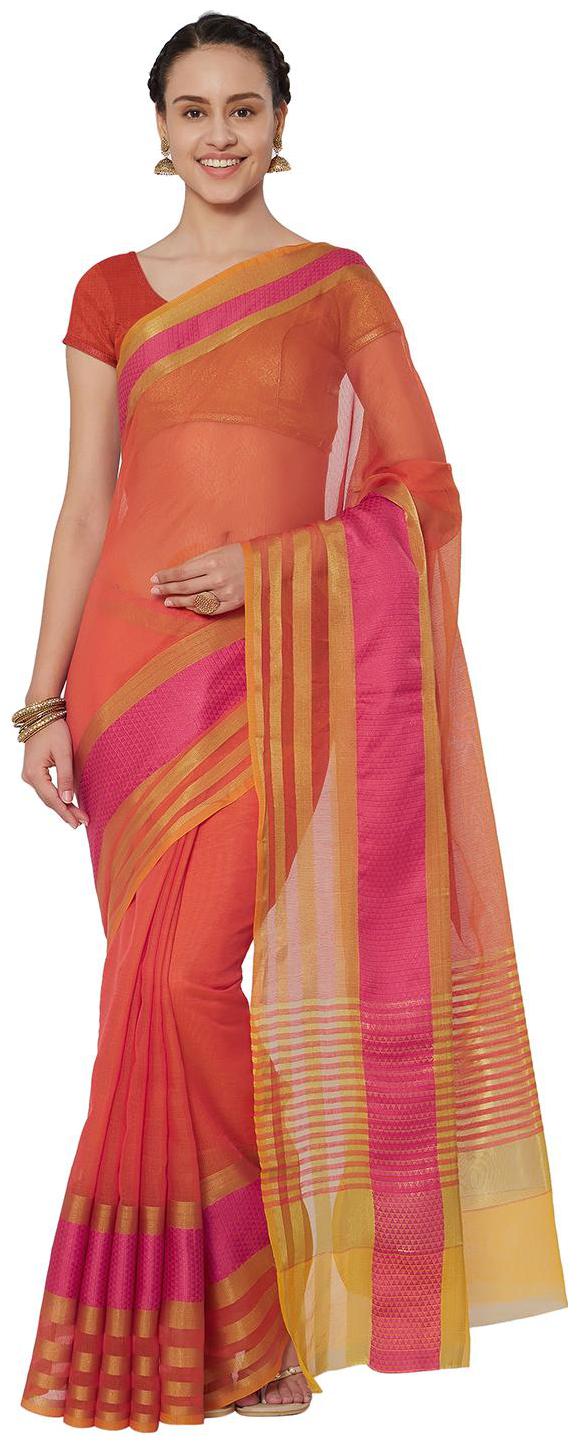 

Kvsfab Peach Pink Color Cotton Silk Woven Saree