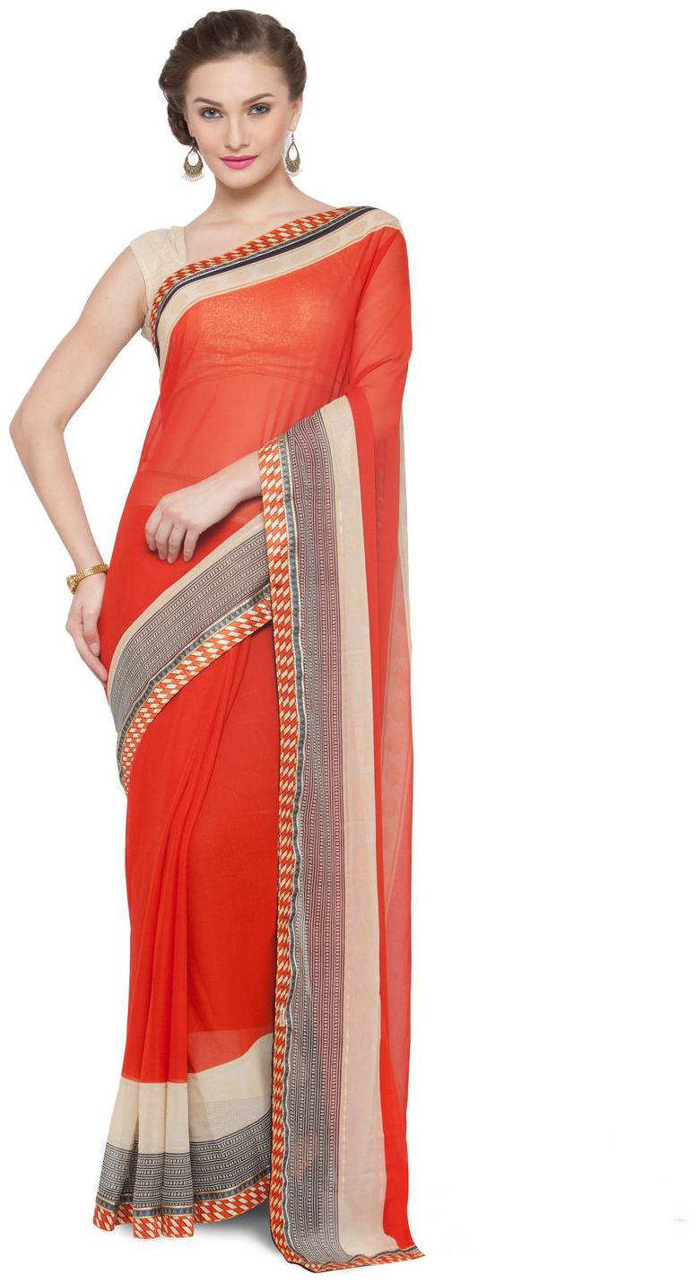 

Kvsfab Red Multi Color Printed Georgette Saree