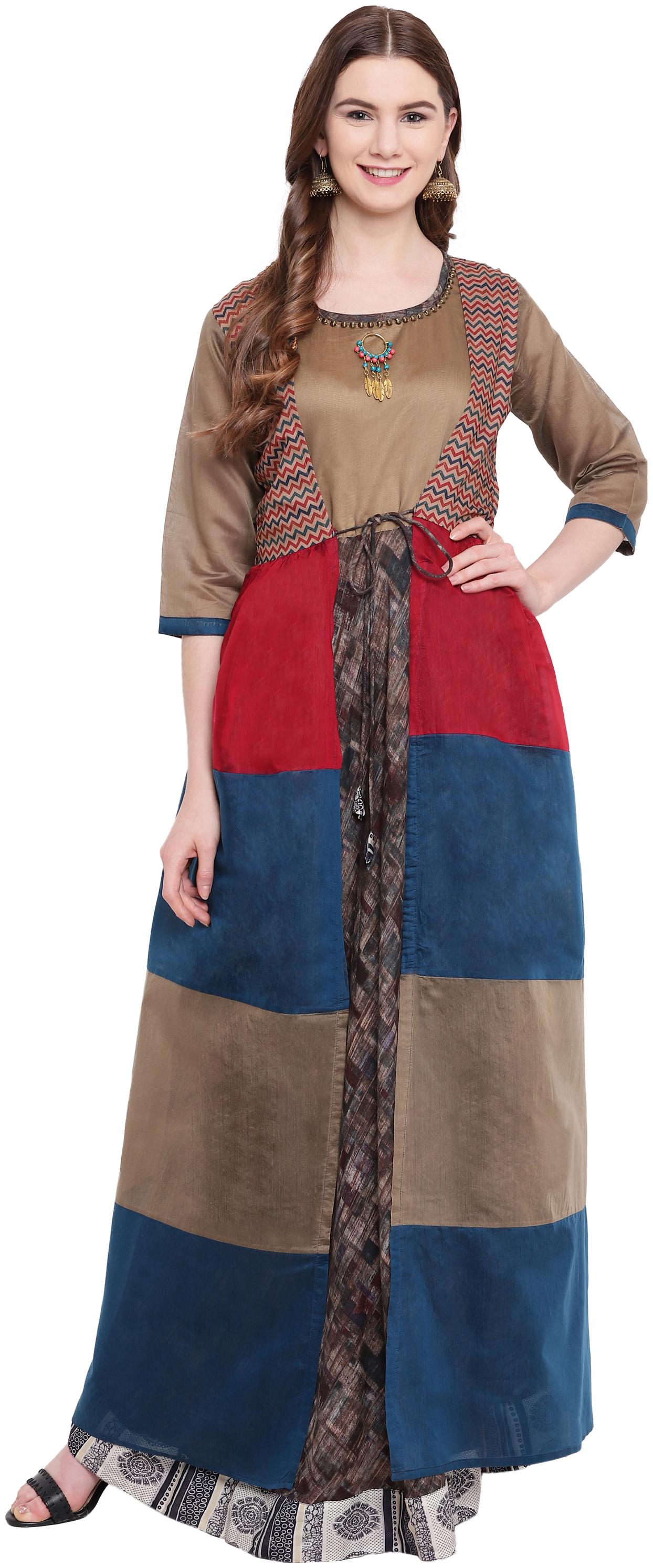 

Kvsfab Silk Blend Multi Color Gown Multi