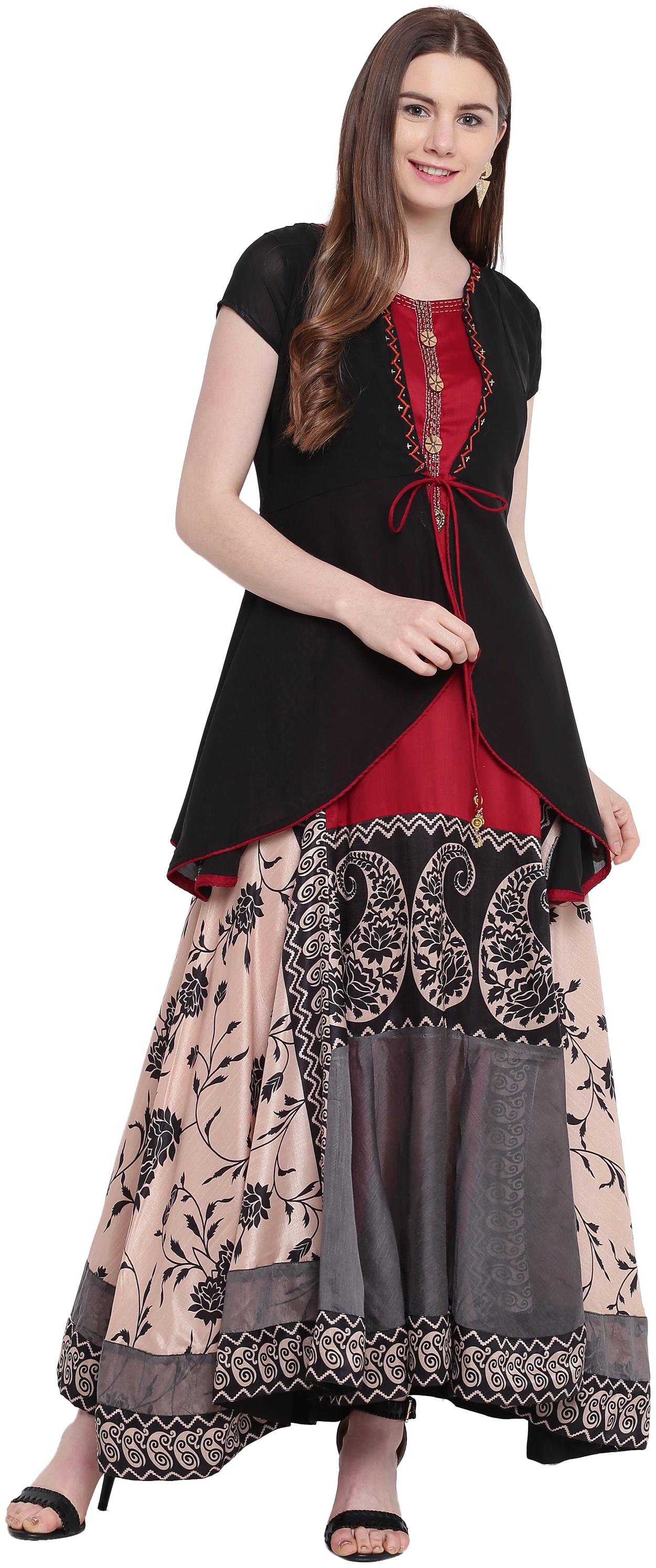 

Kvsfab Silk Blend Multi Color Gown Multi