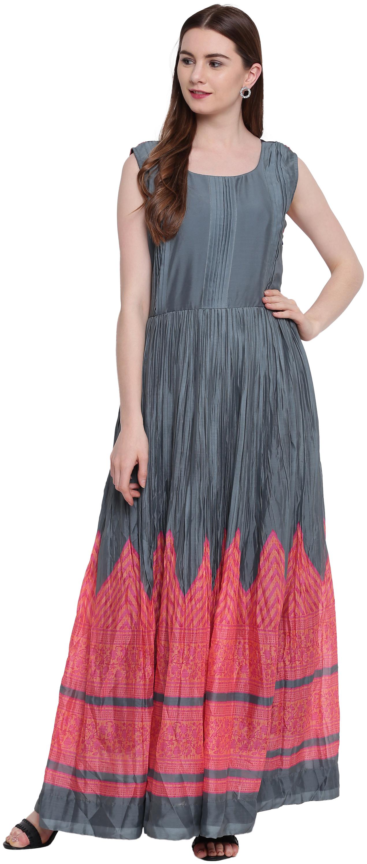 

Kvsfab Silk Grey Kurtas Kurtis Printed
