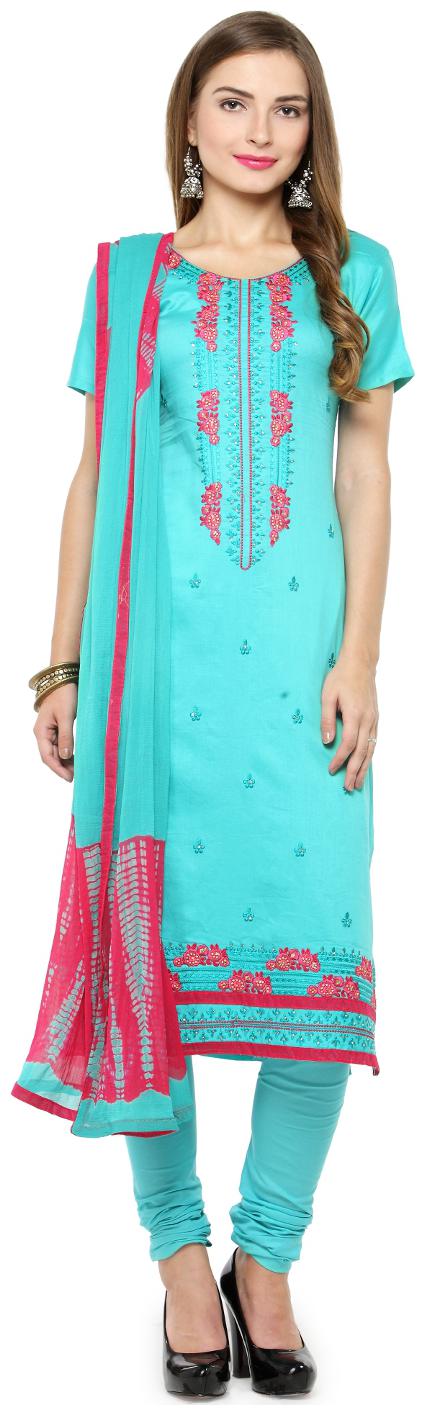 

Kvsfab Turquoise Satin Salwar Suit Sets