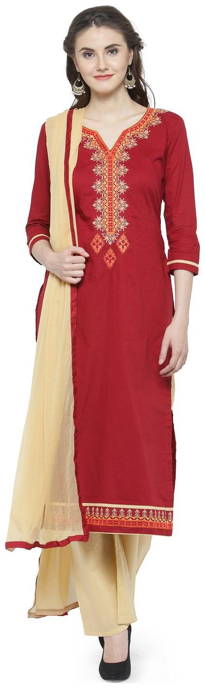 

KVSFAB WINE AND YELLOW COTTON PARTY WEAR DRESS