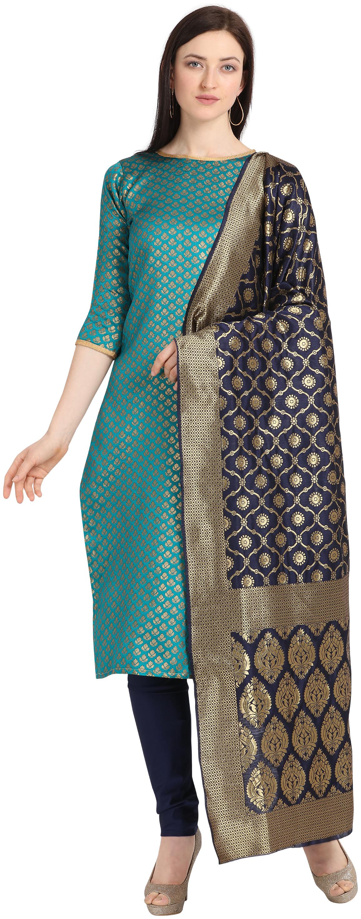 

Kvsfab Blue Unstitched Kurta with bottom dupatta With dupatta Dress Material