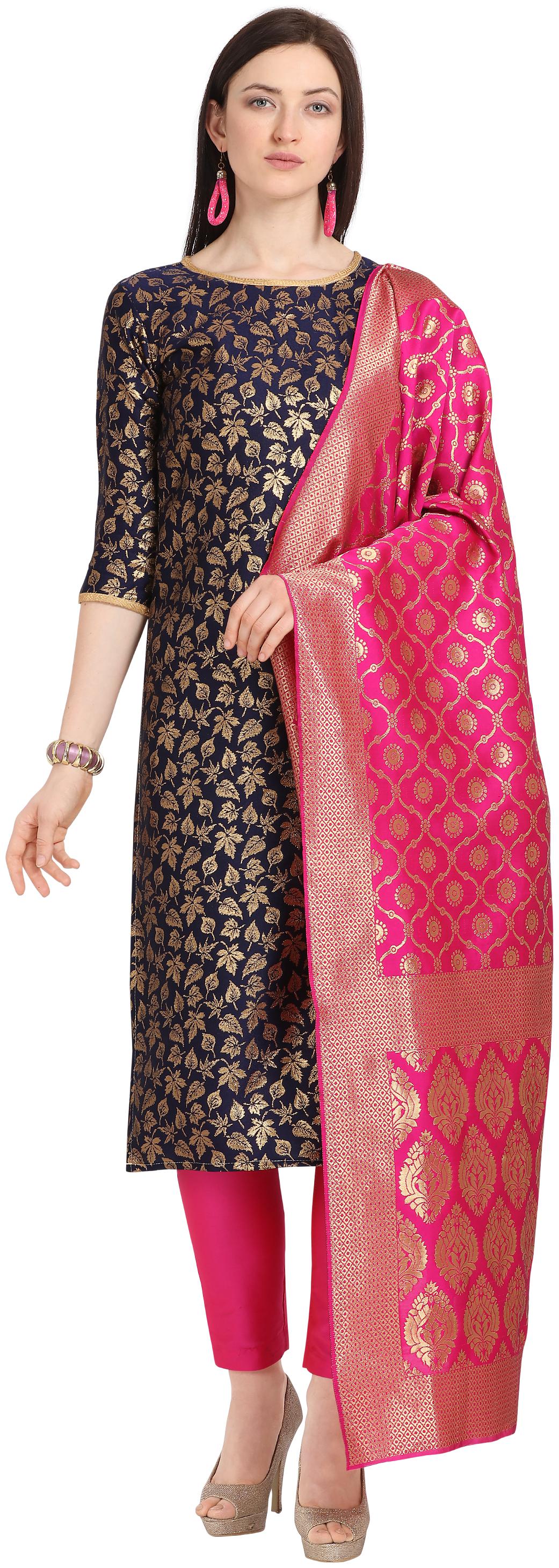 

Kvsfab Blue Unstitched Kurta with bottom dupatta With dupatta Dress Material