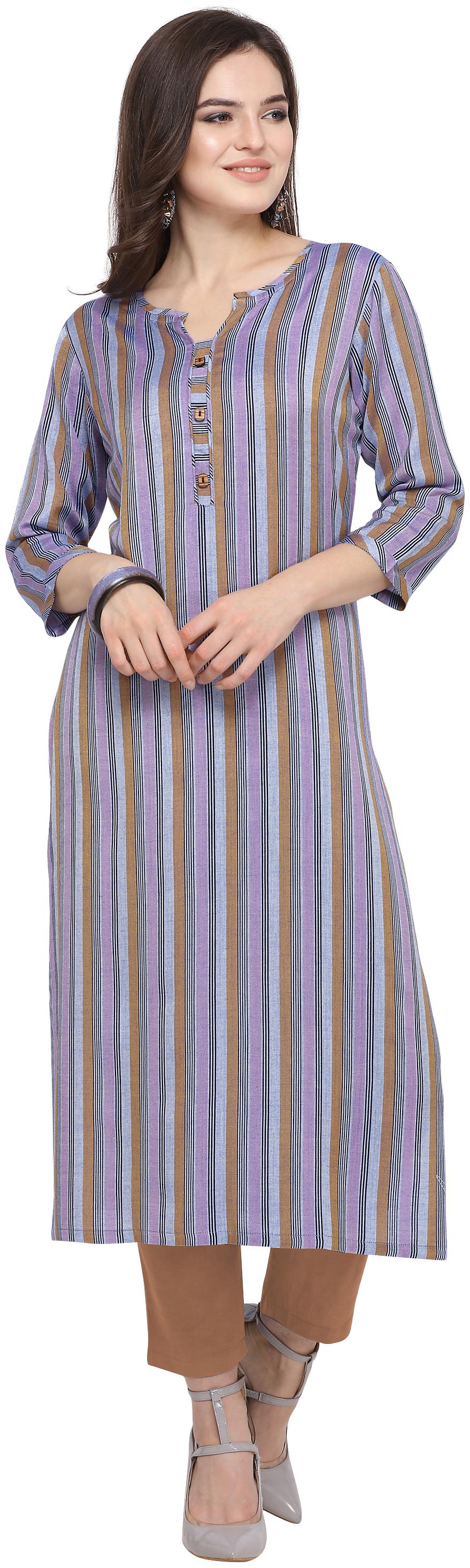 

Kvsfab Women Multi Striped Straight Kurta