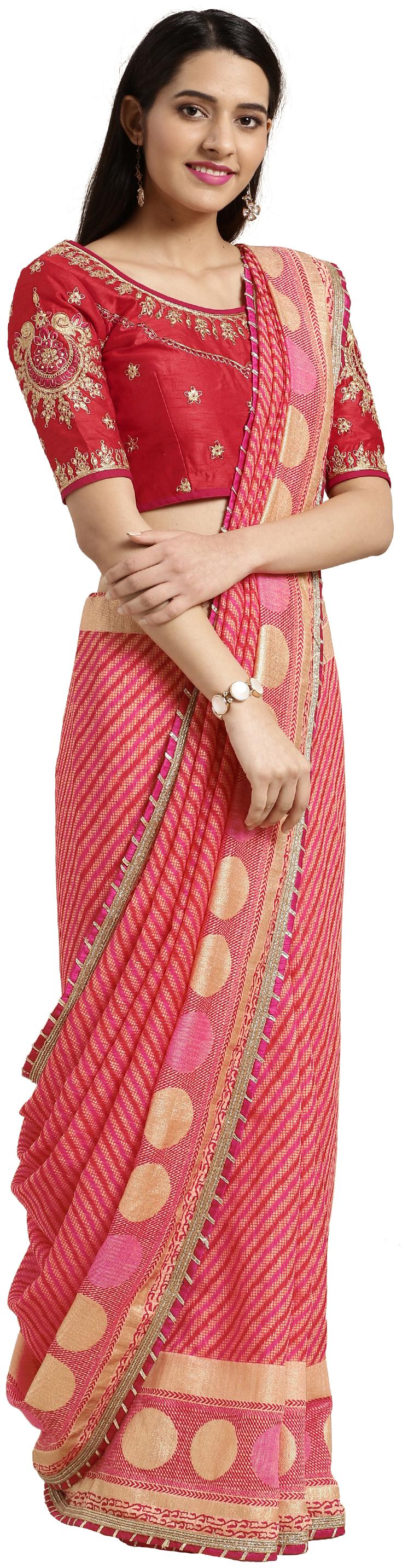 

Kvsfab Women Georgette Saree Peach