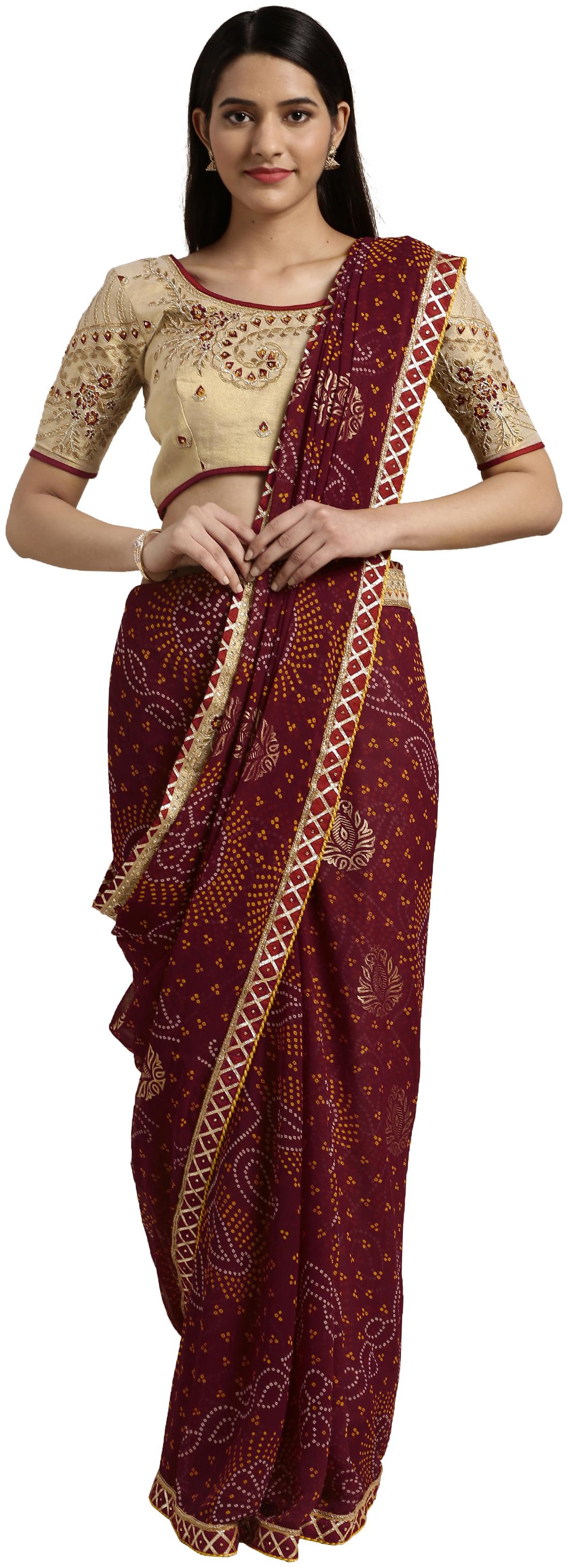

Kvsfab Women Georgette Saree Maroon