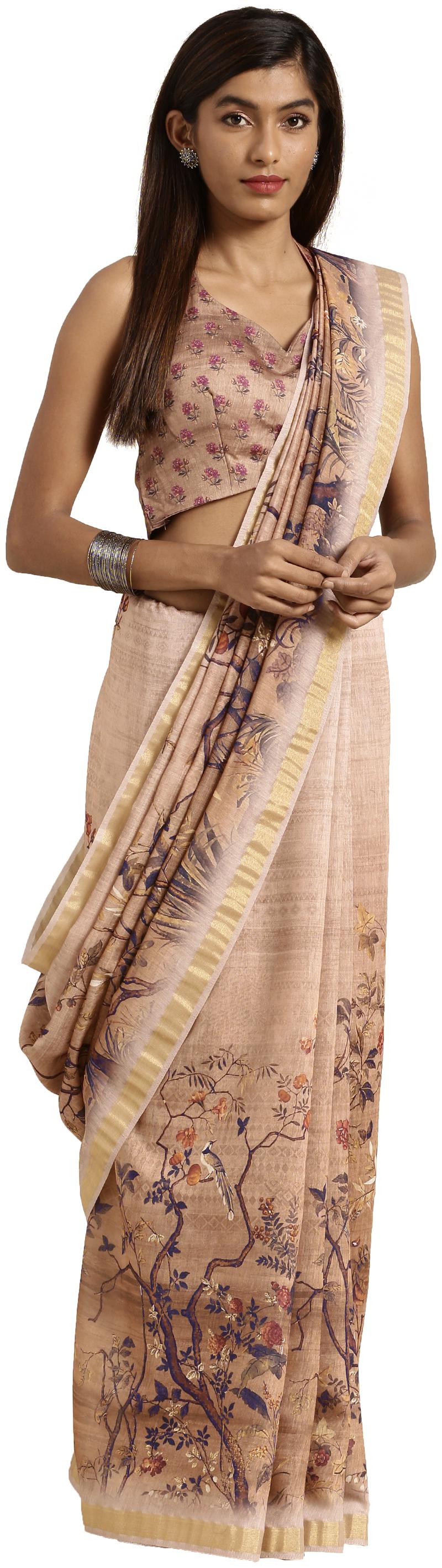 

Kvsfab women Cotton With Blouse Brown Color Saree