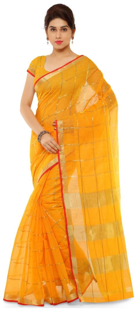 

Kvsfab Yellow Cotton Silk Printed Kitty Party Wear Fashionable Saree For Ladies