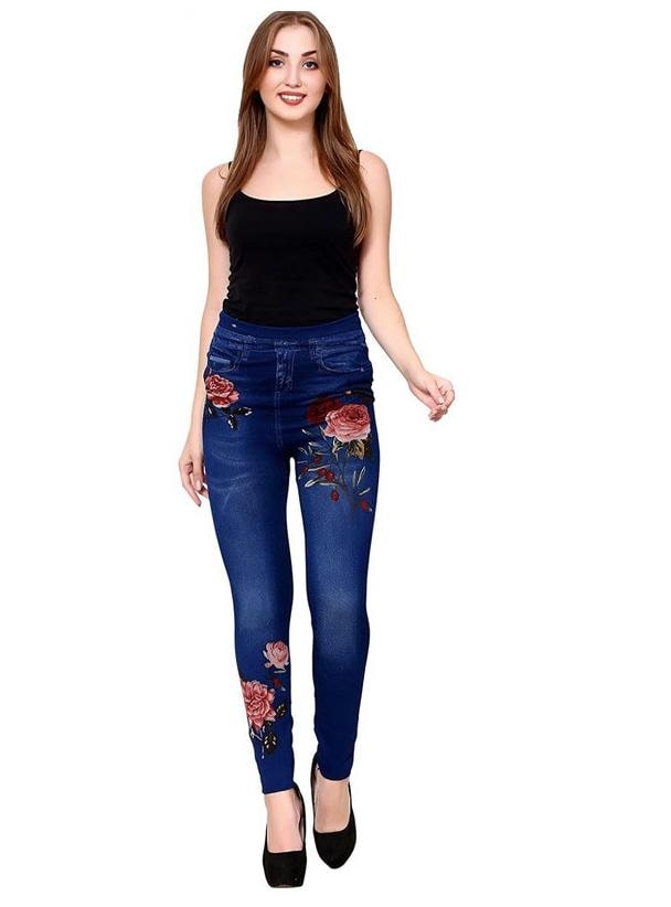 

Kyathat Cotton Floral Blue Color Jegging for Women