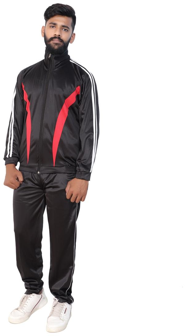 

LS SPORTS Men Black Solid Regular Fit Track Suit