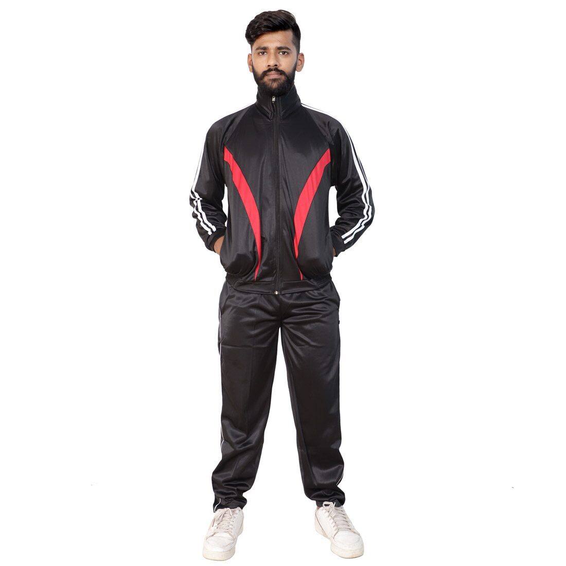 

LS SPORTS Men Black Solid Regular Fit Track Suit