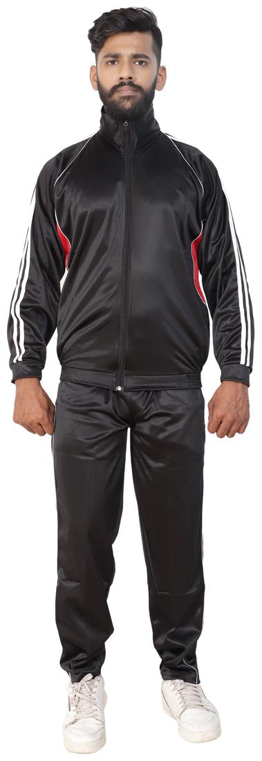 

LS SPORTS Men Black Solid Regular Fit Track Suit