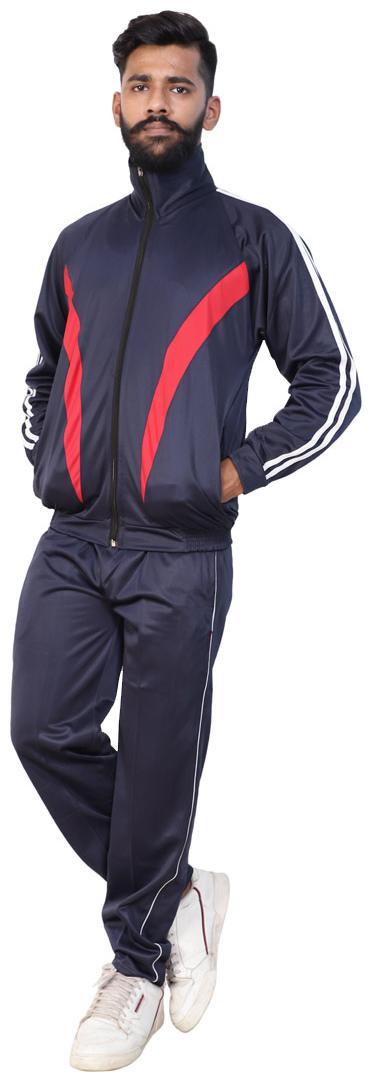 

LS SPORTS Men Navy Blue Solid Regular Fit Track Suit