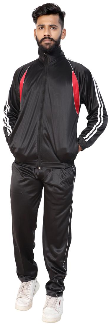 

LS SPORTS Men Black Solid Regular Fit Track Suit