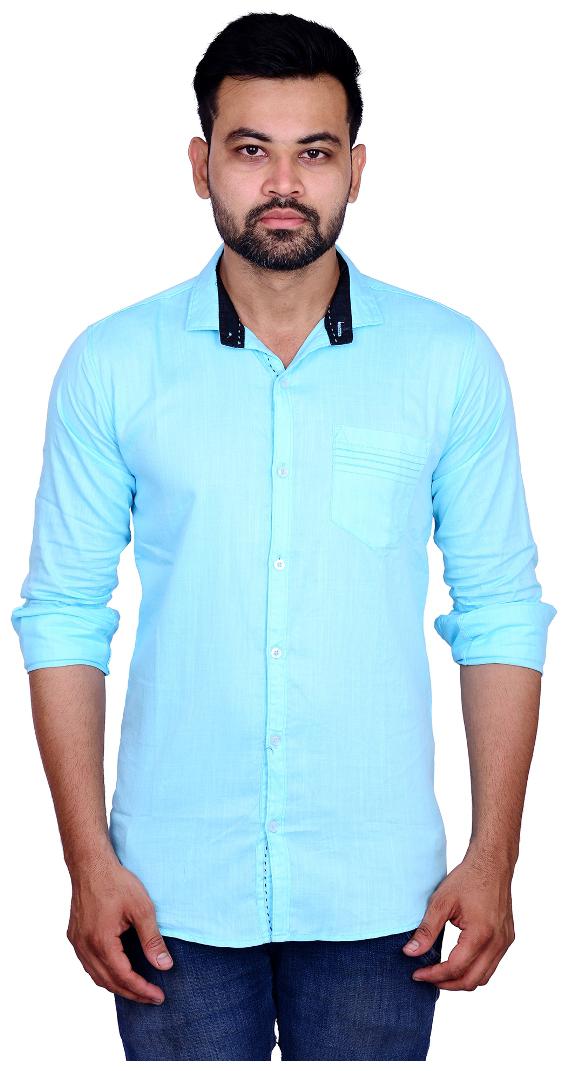 

La Milano Men Blue Solid Slim Fit Casual Shirt