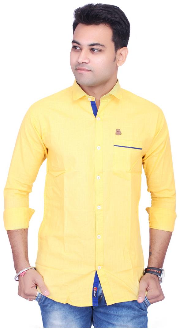 

La Milano Men Yellow Solid Slim Fit Casual Shirt