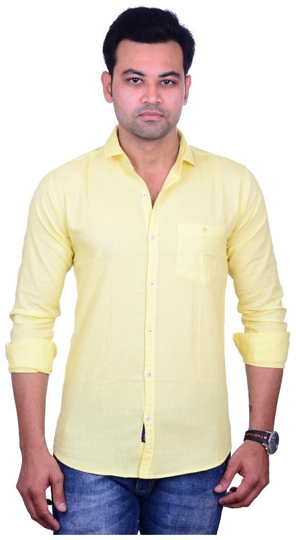 

La Milano Men Yellow Solid Slim Fit Casual Shirt