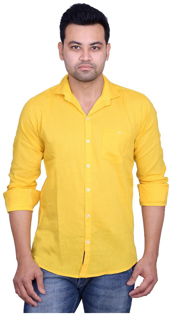 

La Milano Men Yellow Solid Slim Fit Casual Shirt