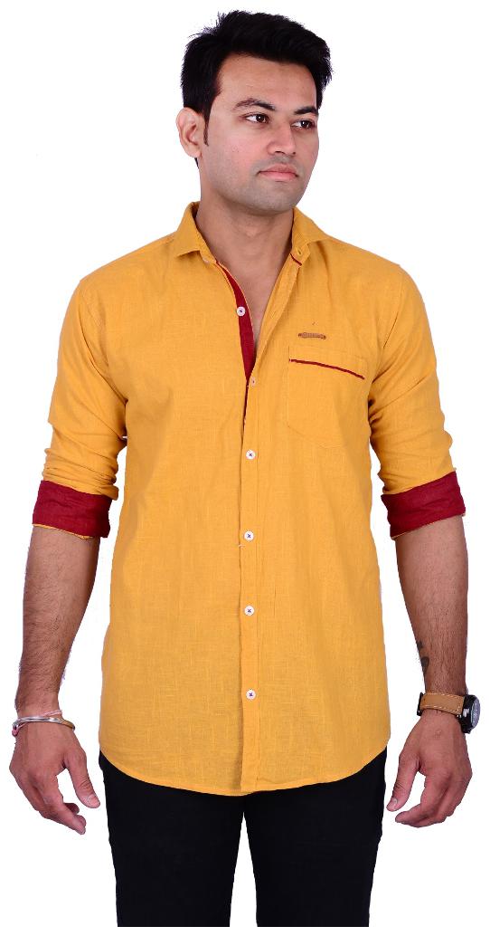 

La Milano Men Orange Solid Slim Fit Casual Shirt