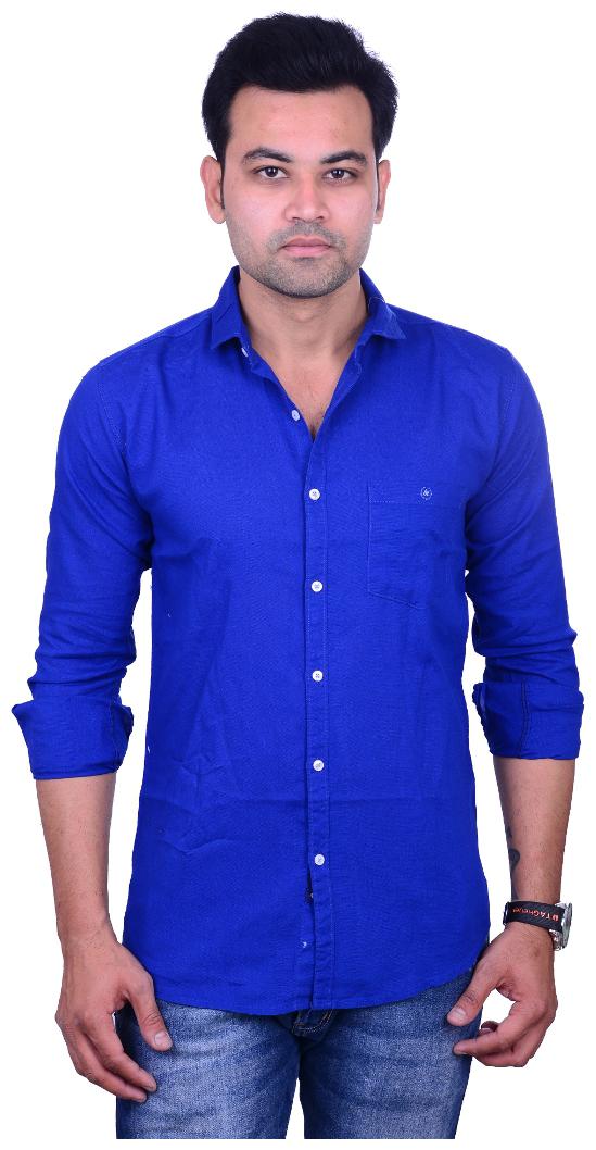 

La Milano Men Blue Solid Slim Fit Casual Shirt