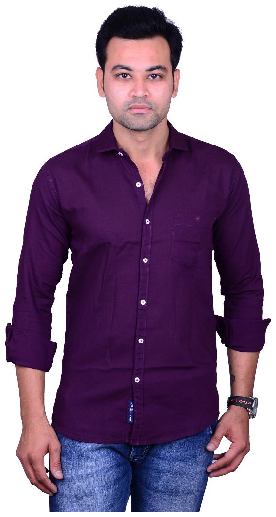 

La Milano Men Purple Solid Slim Fit Casual Shirt
