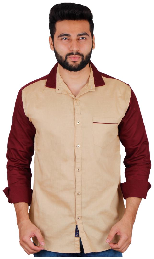

La Milano Men Beige Maroon Abstract Slim Fit Casual Shirt