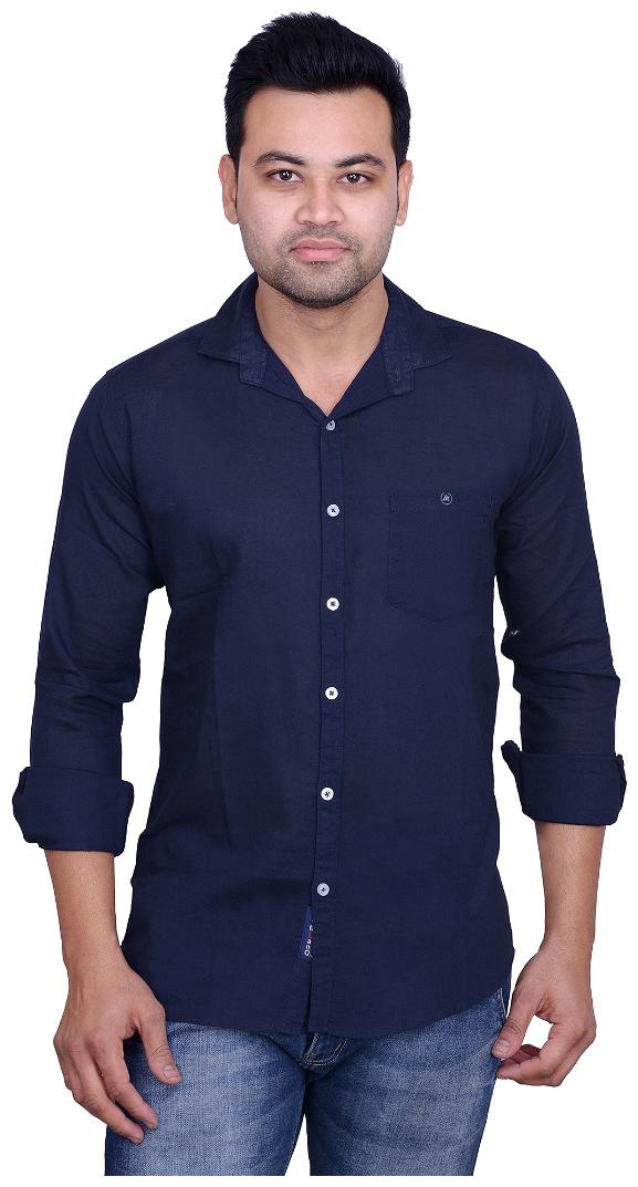 

La Milano Men Blue Solid Slim Fit Casual Shirt