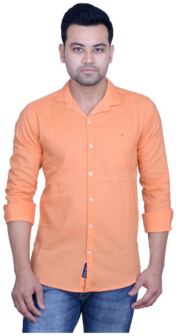 

La Milano Men Orange Solid Slim Fit Casual Shirt