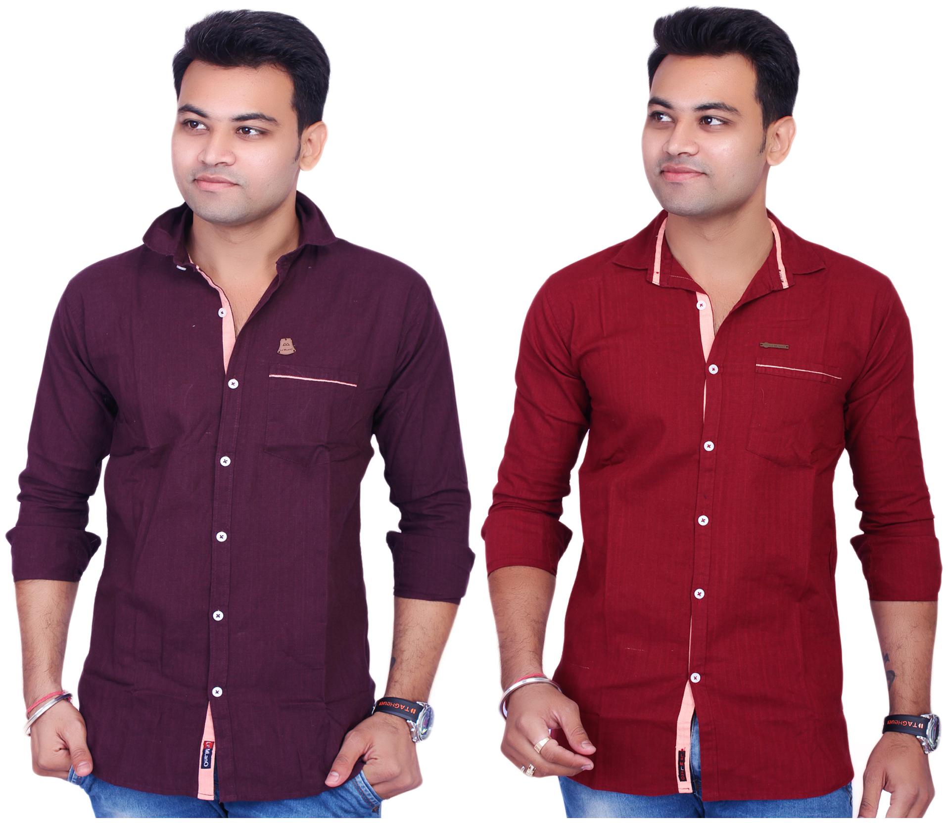 

La Milano Men Maroon Purple Solid Slim Fit Casual Shirt
