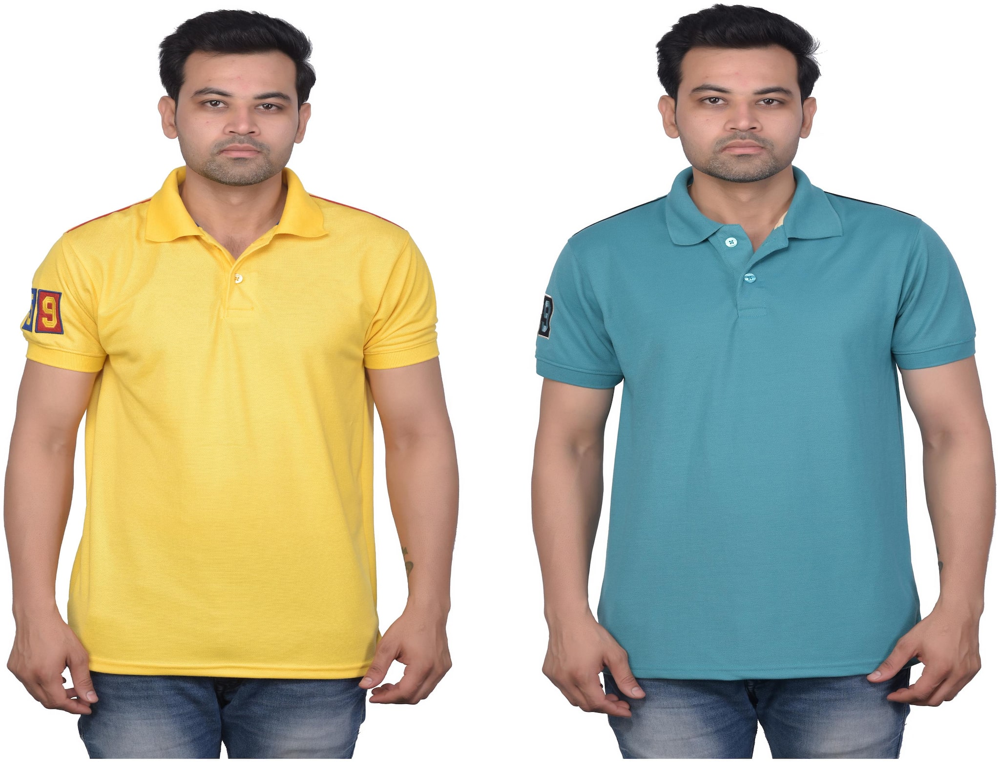 

La Milano Men Yellow Blue Slim fit Cotton Polo collar T-Shirt - Pack Of 2