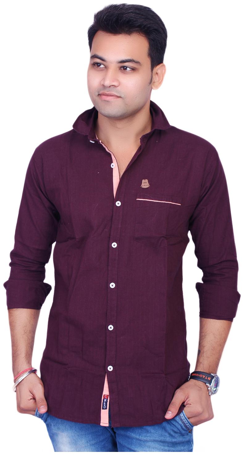 

La Milano Men Purple Solid Slim Fit Casual Shirt