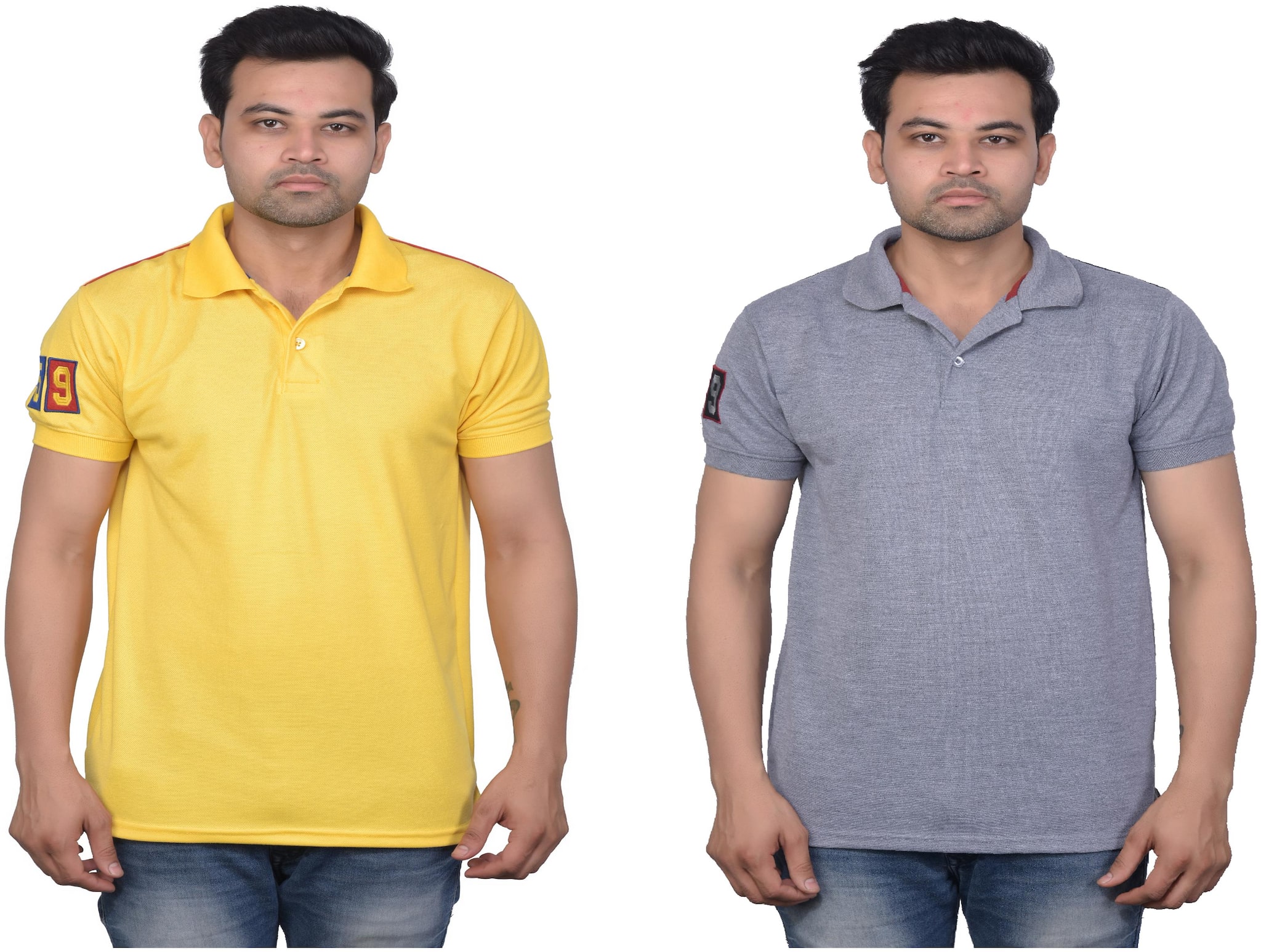 

La Milano Men Yellow Grey Slim fit Cotton Polo collar T-Shirt - Pack Of 2