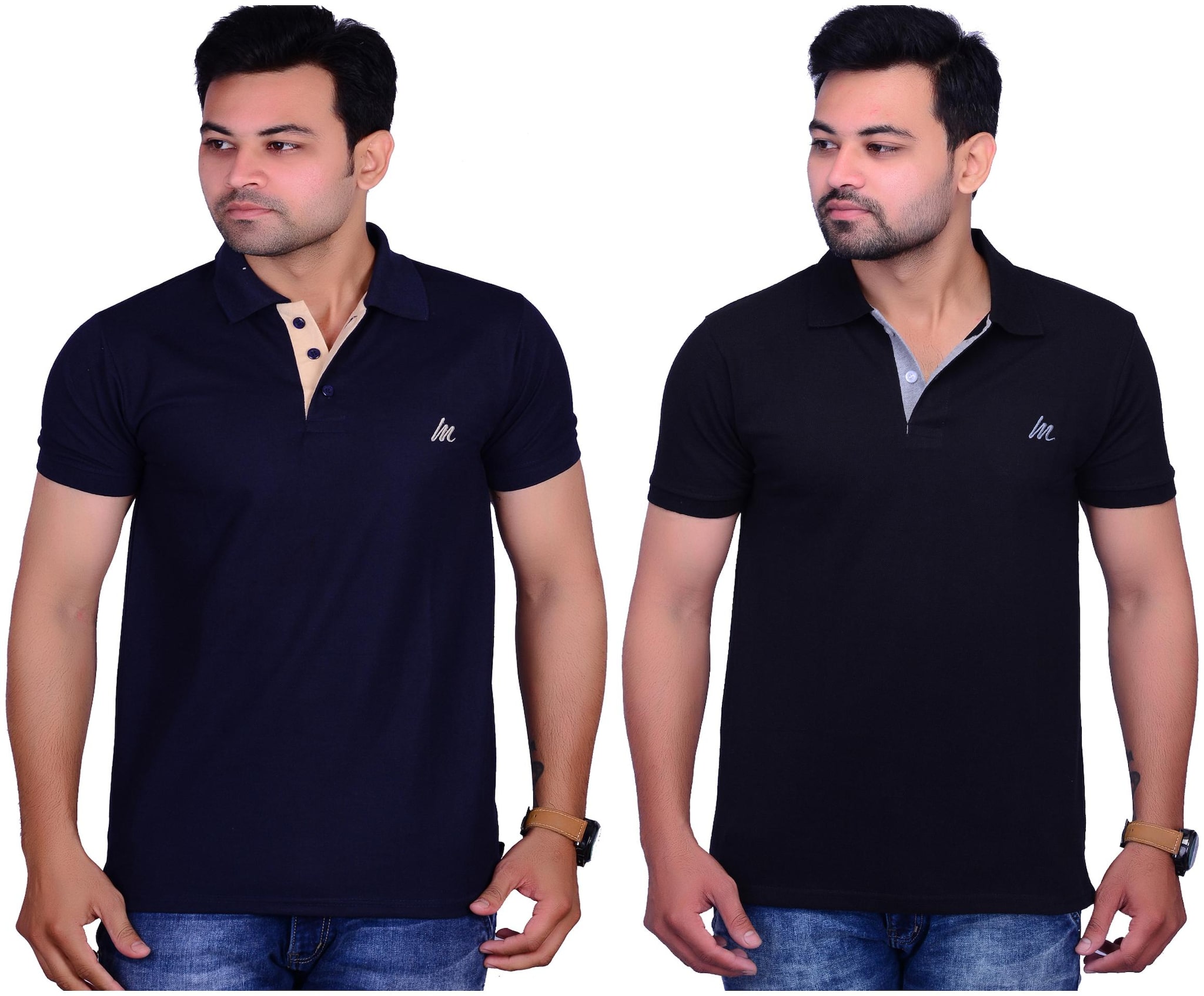 

La Milano Men Blue Slim fit Cotton Polo collar T-Shirt - Pack Of 2