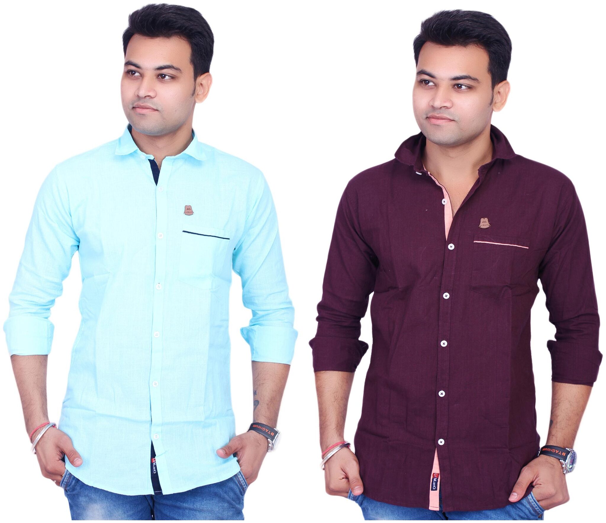 

La Milano Men Blue Purple Solid Slim Fit Casual Shirt