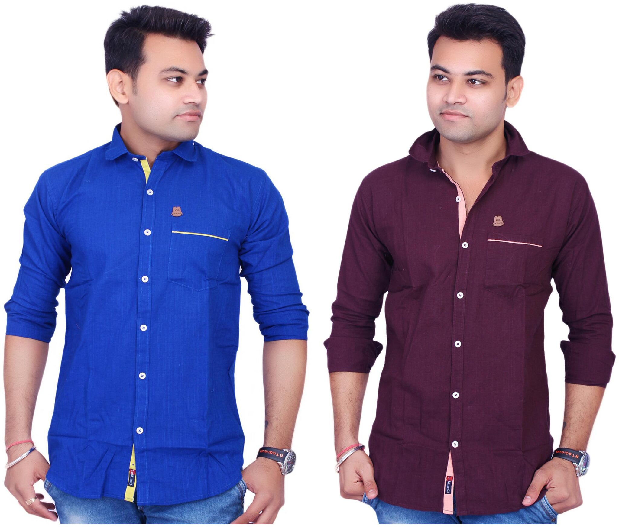 

La Milano Men Purple Blue Solid Slim Fit Casual Shirt