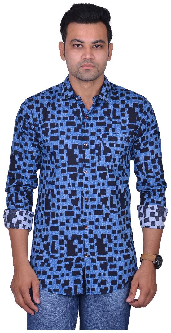 

La Milano Men Blue Printed Slim Fit Casual Shirt