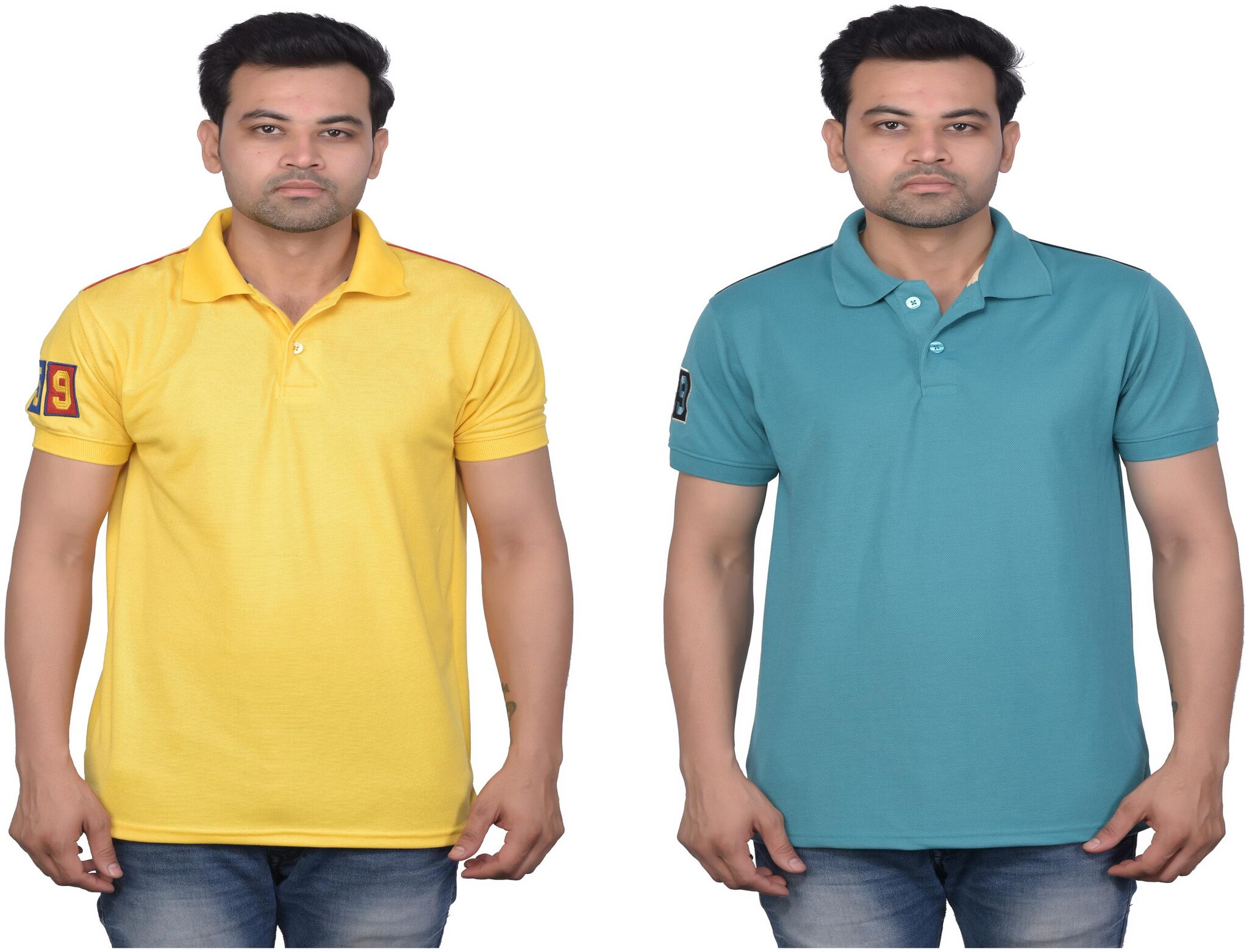 

La Milano Men Yellow Blue Slim fit Cotton Polo collar T-Shirt - Pack Of 2