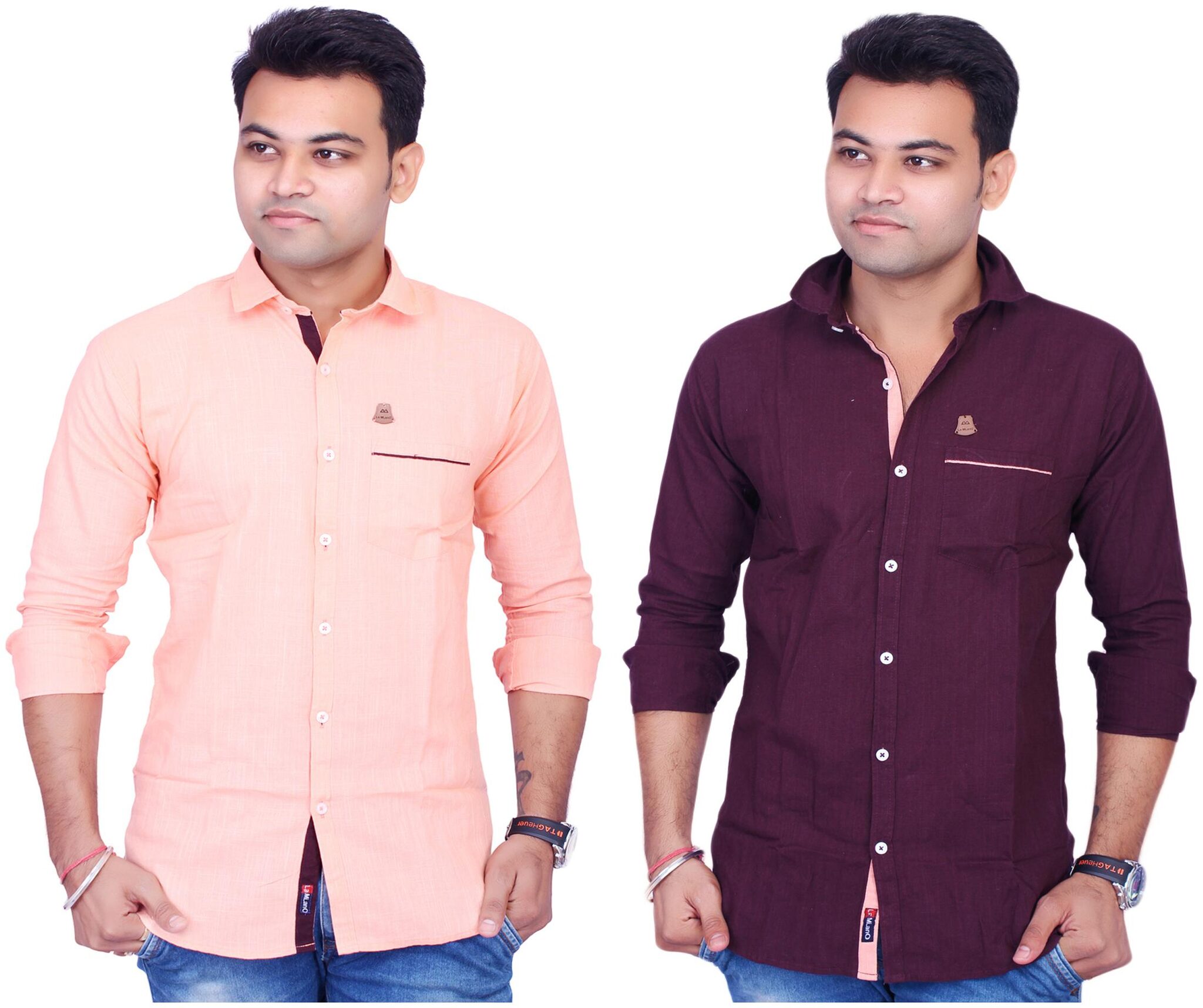 

La Milano Men Purple Orange Solid Slim Fit Casual Shirt